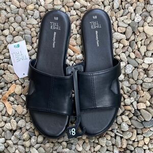 WOMEN’S Black Core H Band Memory Foam Sandals Shoes Size 8.5